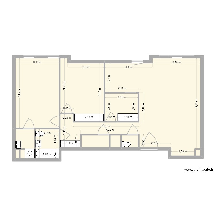 Plan projet 1er étage. Plan de 10 pièces et 84 m2