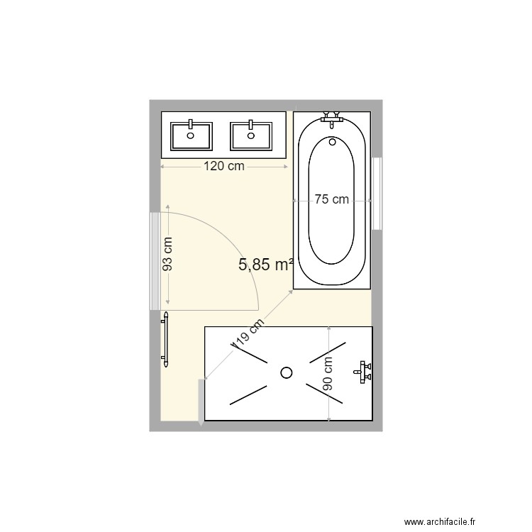 Strock. Plan de 1 pièce et 6 m2