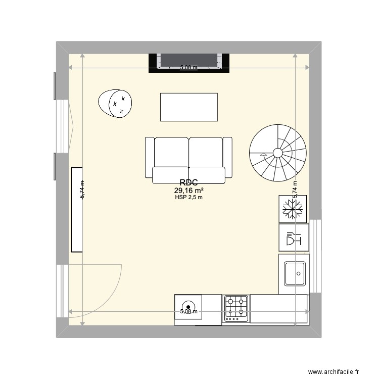 Le Grand Buat : Petite maison Living room modifie. Plan de 0 pièce et 0 m2