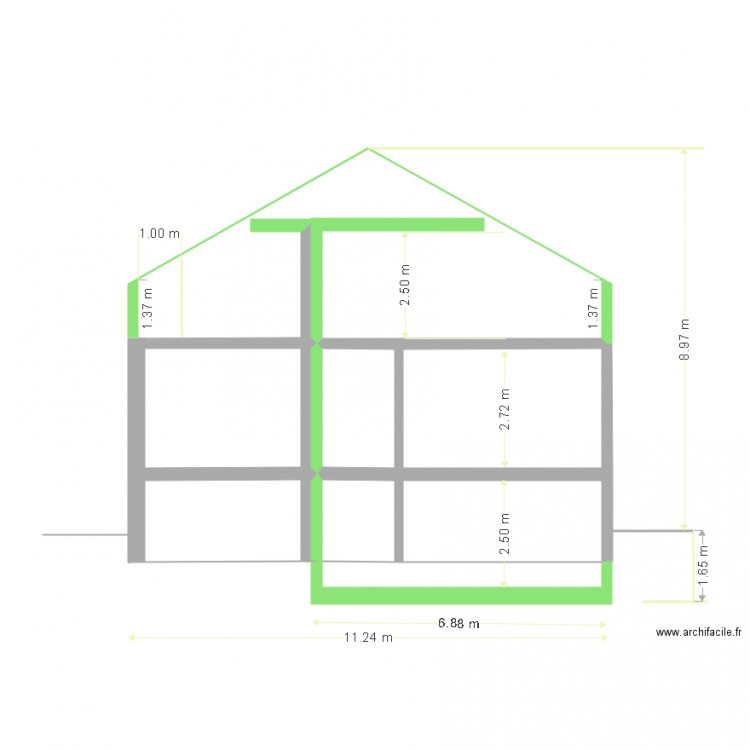 coupe facade. Plan de 0 pièce et 0 m2