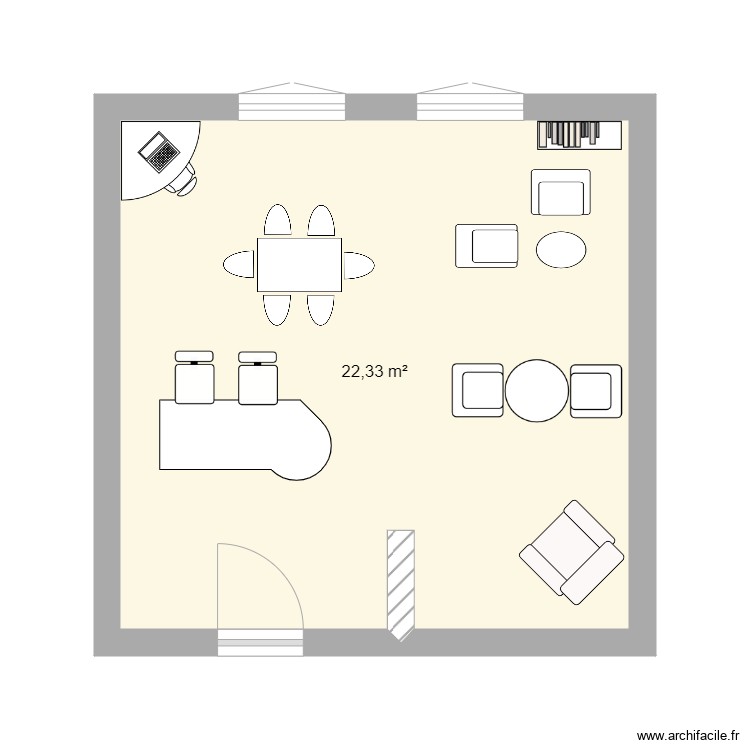 plan salon commun - Plan 1 pièce 22 m2 dessiné par dirlo