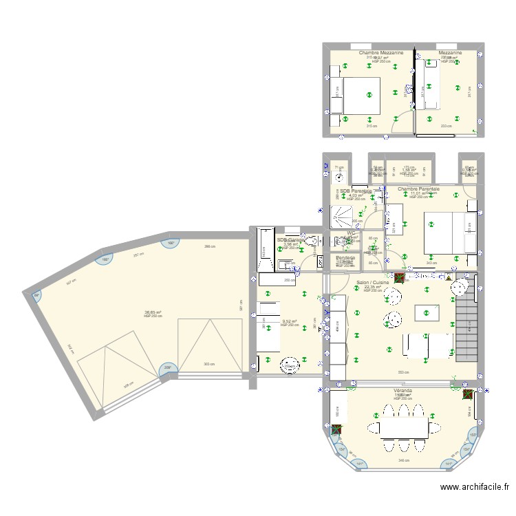 Houlgate - Plan 2. Plan de 15 pièces et 126 m2