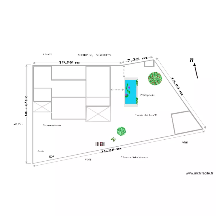  Plan de masse PISCINE &agrave; 3M  6 7M fois 3 2M. Plan de 