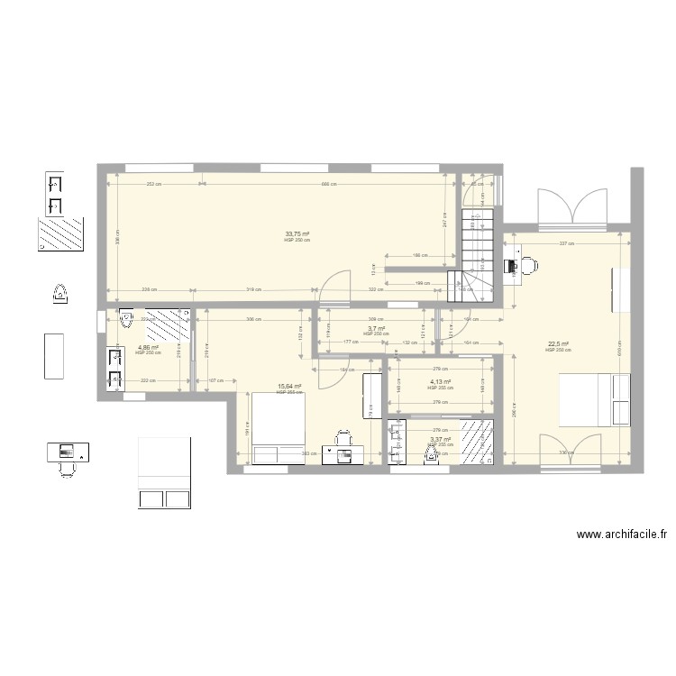 maison tarbes plan initial 1ER ETAGE PROJET 2. Plan de 7 pièces et 88 m2