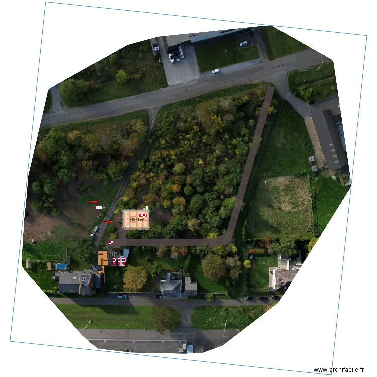 Hangar avec fond et chemin. Plan de 0 pièce et 0 m2
