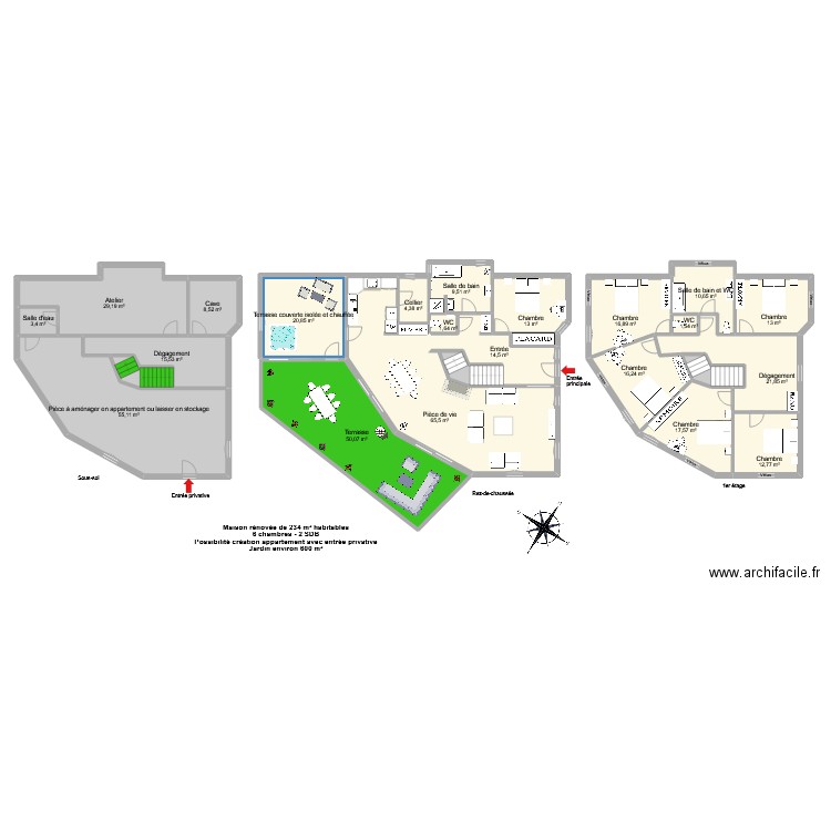 CIUREA. Plan de 26 pièces et 416 m2