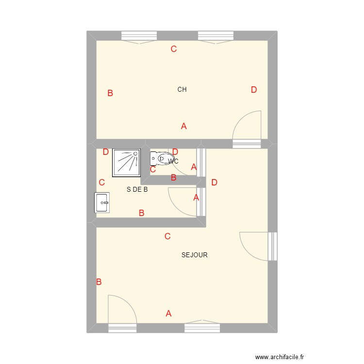 MARCHE AUX BLES. Plan de 4 pièces et 35 m2