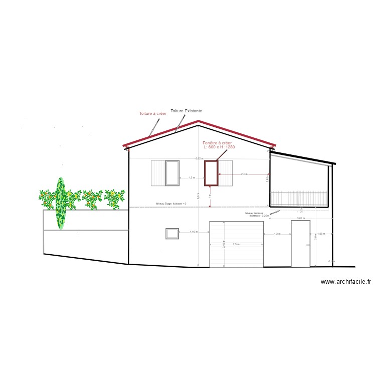 Façade Pignon Ouest. Plan de 0 pièce et 0 m2