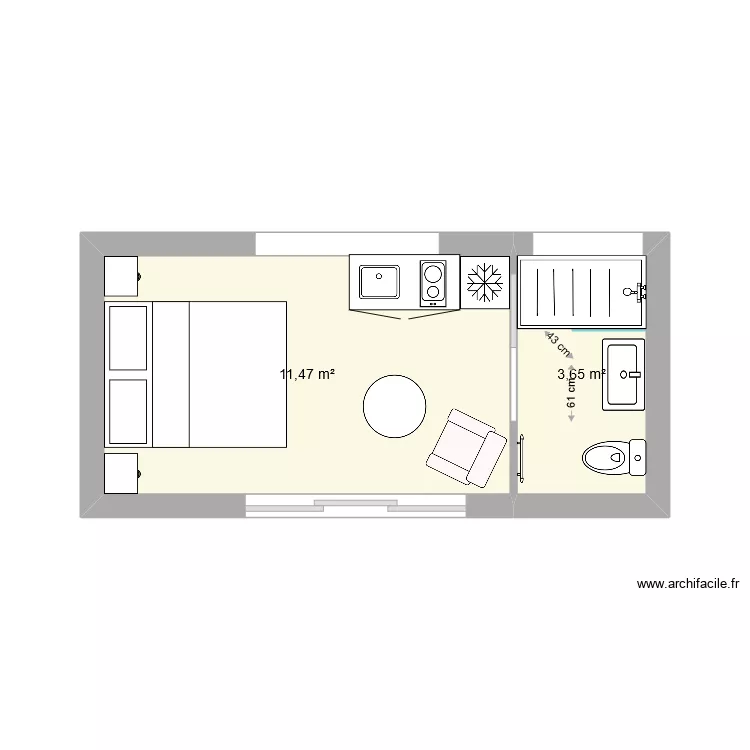 Chalet 20m&sup2; hors tout. Plan de 
