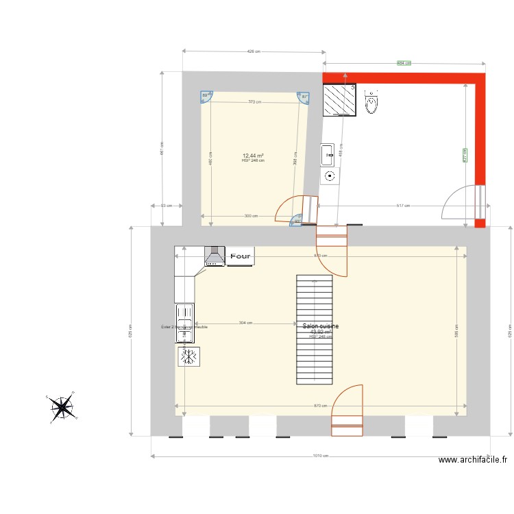 Lavaurette extension. Plan de 5 pièces et 157 m2
