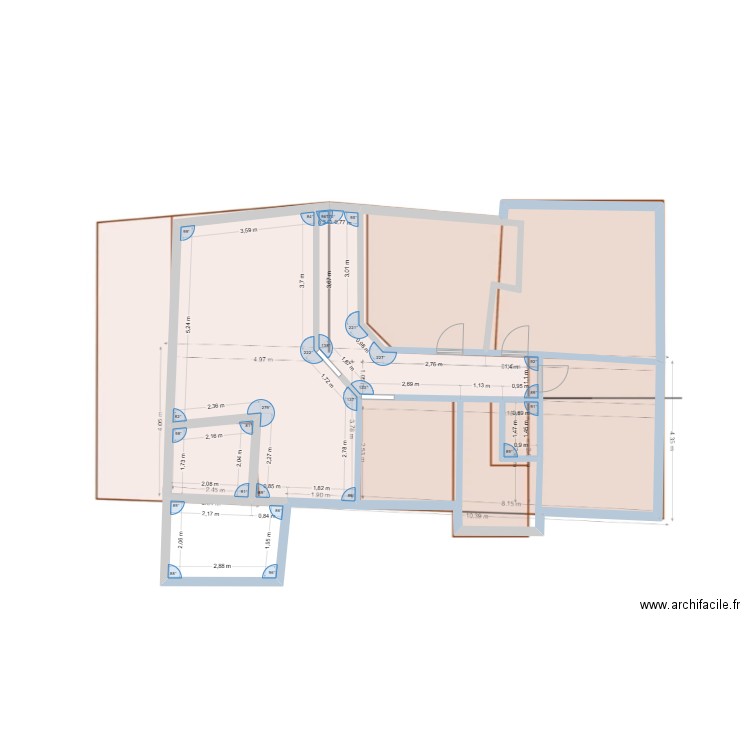 DUGAZON VILLA ETAGE. Plan de 5 pièces et 48 m2