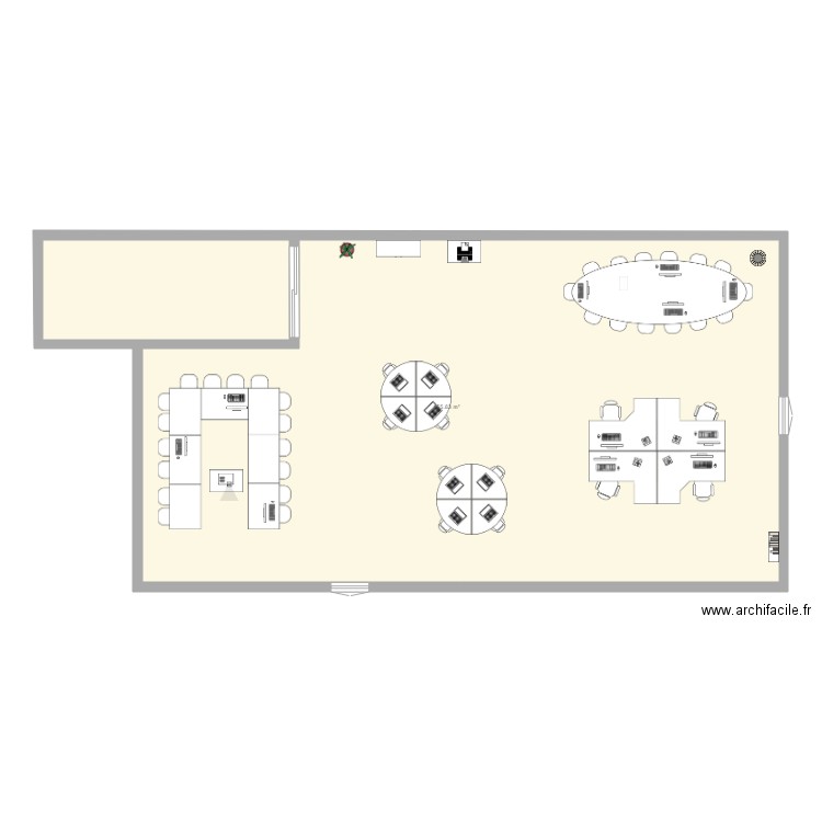 Bureau open space. Plan de 0 pièce et 0 m2