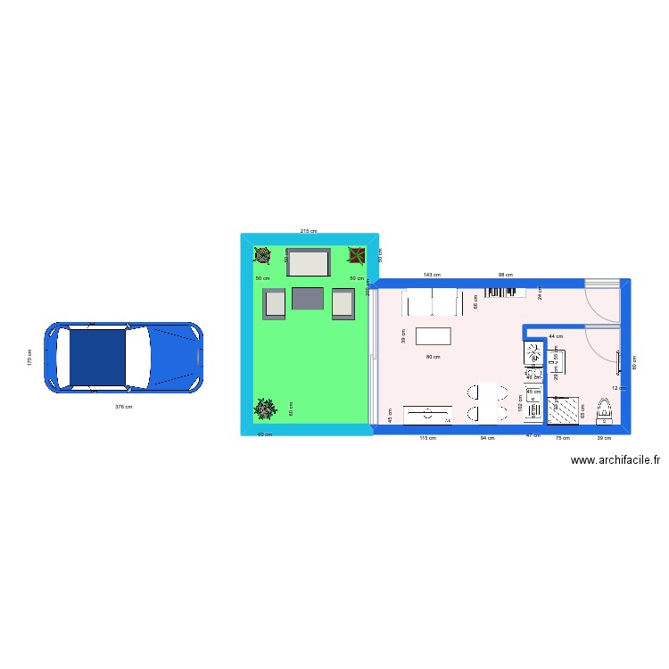 APPARTEMENT 25 M2. Plan de 2 pièces et 29 m2