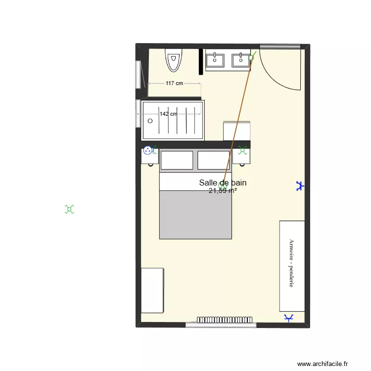 Salle de bain 1. Plan de 