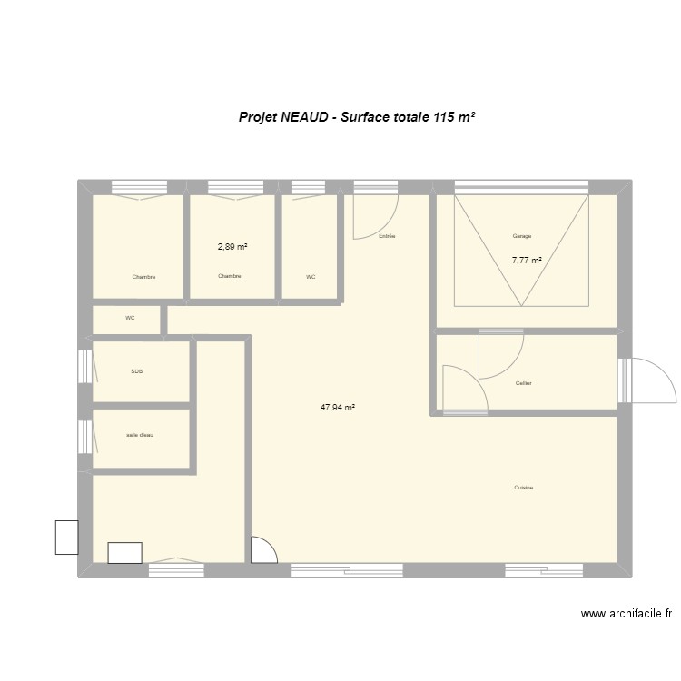 NEAUD. Plan de 3 pièces et 59 m2