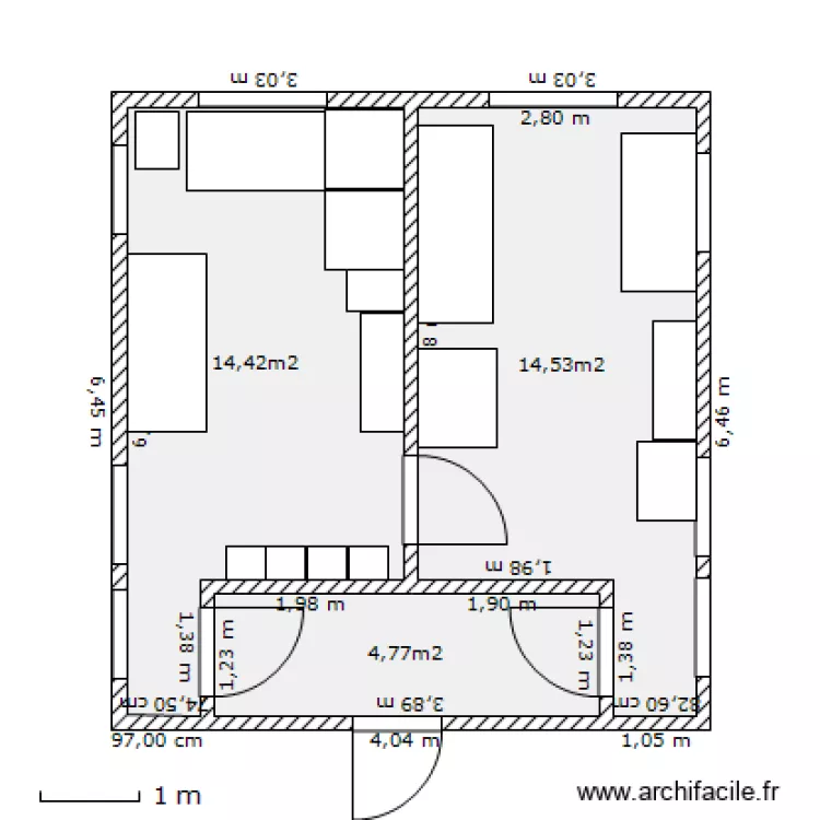 Bureau P&eacute;age am&eacute;nag&eacute;. Plan de 