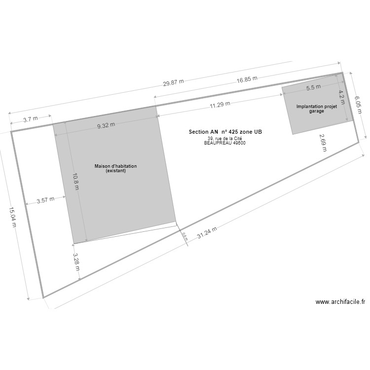 plan masse. Plan de 1 pièce et 318 m2