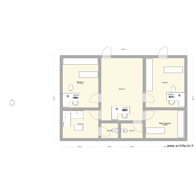 plan 2 +1. Plan de 7 pièces et 90 m2