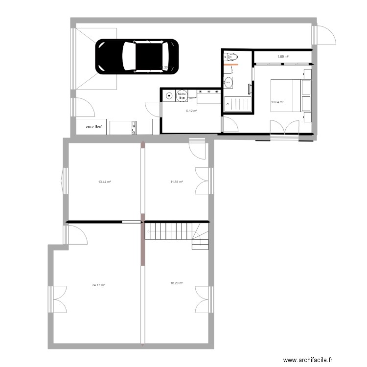 garage 3 avec maison. Plan de 0 pièce et 0 m2