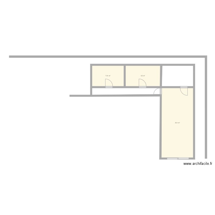 cardiologie. Plan de 3 pièces et 43 m2