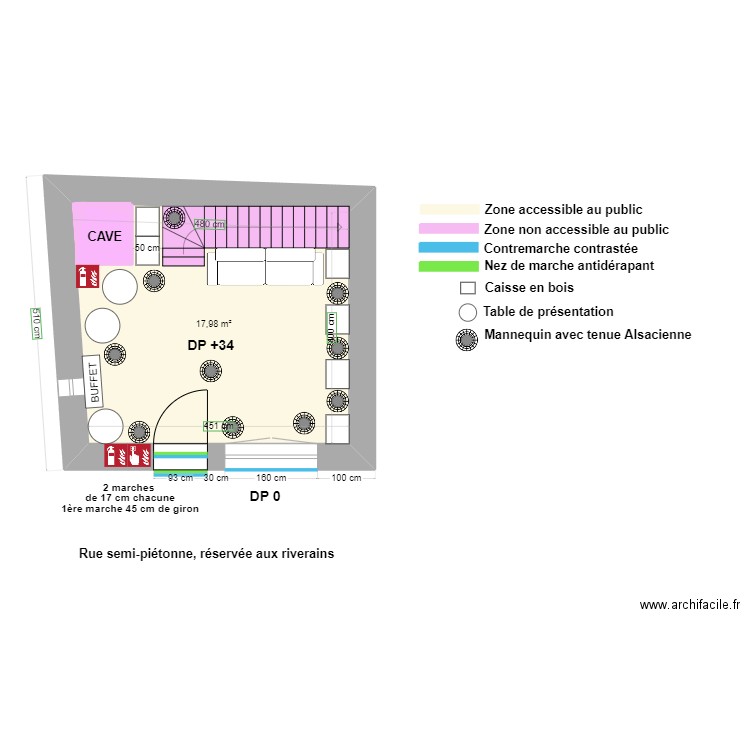 MAGASIN DE SOUVENIR AVANT TRAVAUX. Plan de 2 pièces et 20 m2