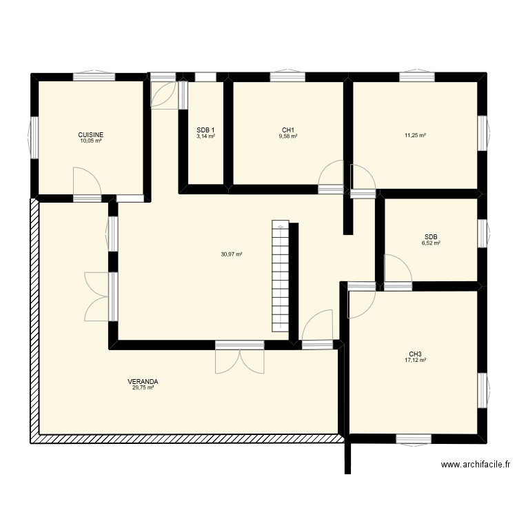 Maison . Plan de 8 pièces et 118 m2