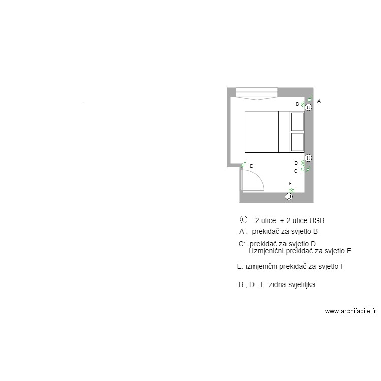 Sjever-Istok. Plan de 1 pièce et 8 m2