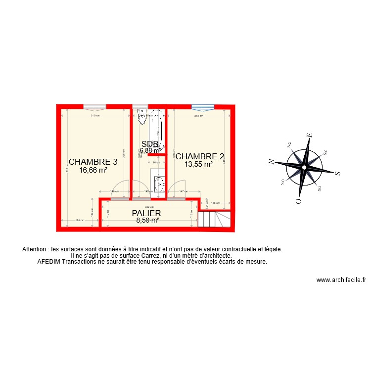 BI 8004 ETAGE PASCAL. Plan de 5 pièces et 38 m2