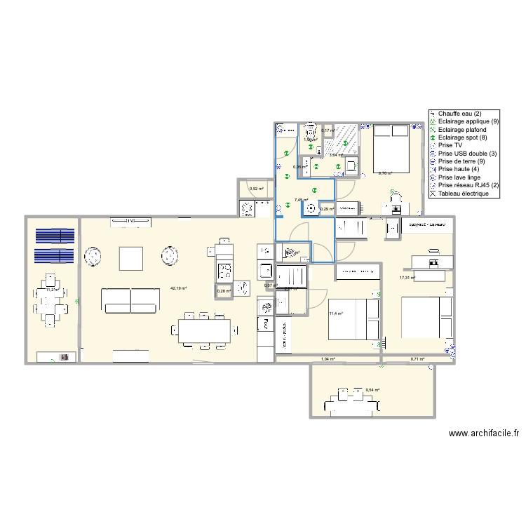 Santa Clara 2 face mer reunion 19/07 V3. Plan de 19 pièces et 120 m2