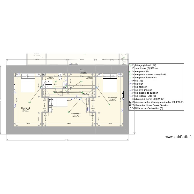 Savenay. Plan de 14 pièces et 135 m2