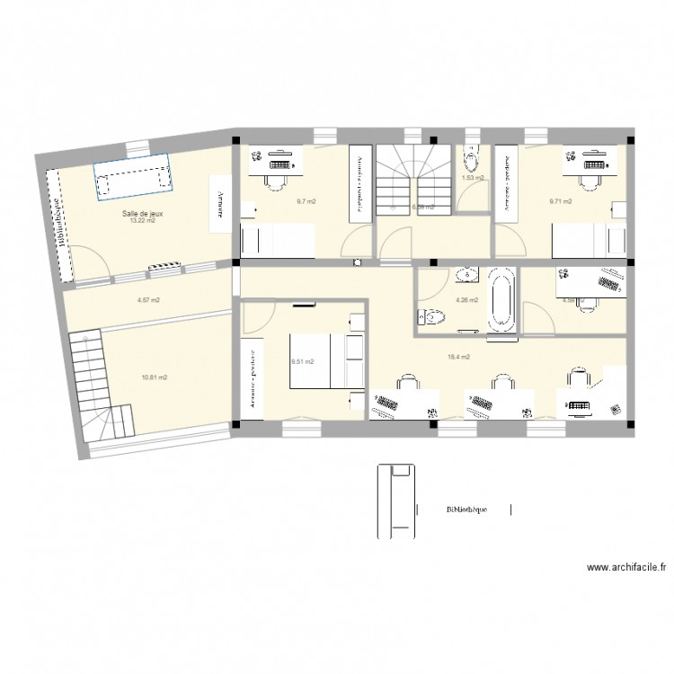 Bureaux + ch d'ami 3. Plan de 0 pièce et 0 m2