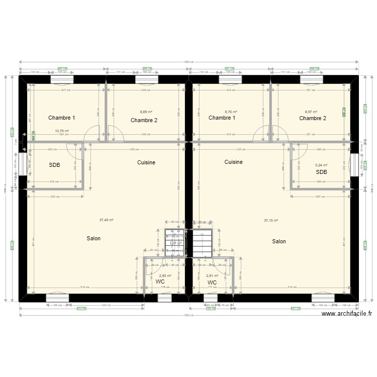 Maison Quissac plan étage. Plan de 11 pièces et 128 m2