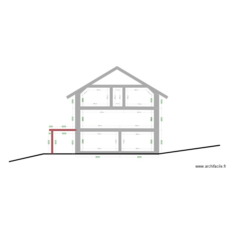 Plan de coupe. Plan de 0 pièce et 0 m2
