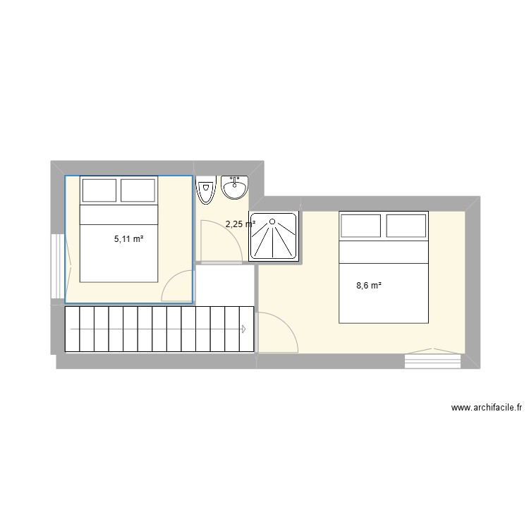 ETAGE EMPURIA. Plan de 3 pièces et 16 m2