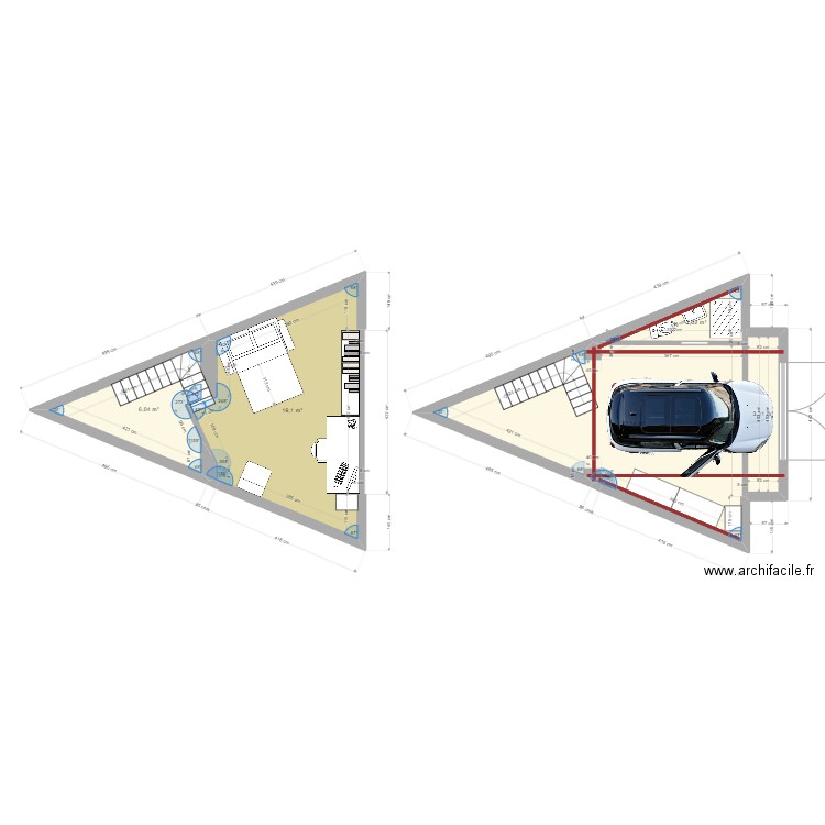 garage sdb 3. Plan de 5 pièces et 54 m2