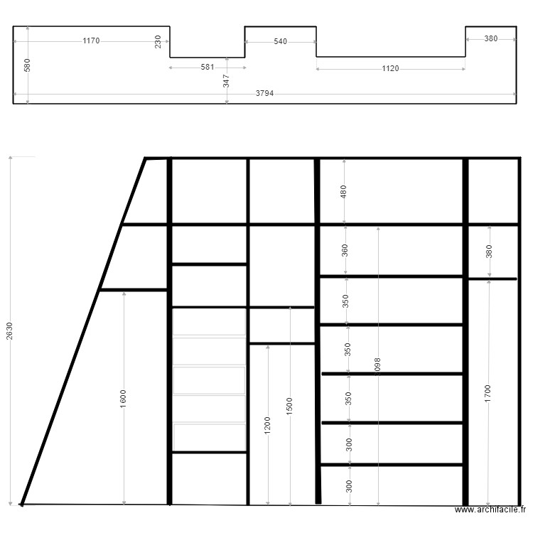 placard monge intérieur. Plan de 0 pièce et 0 m2