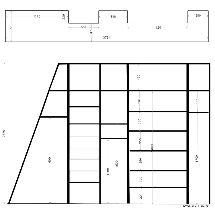 placard monge int&eacute;rieur. Plan de 