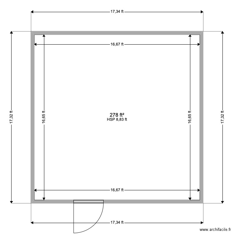 Huve - 1 ICH . Plan de 1 pièce et 26 m2