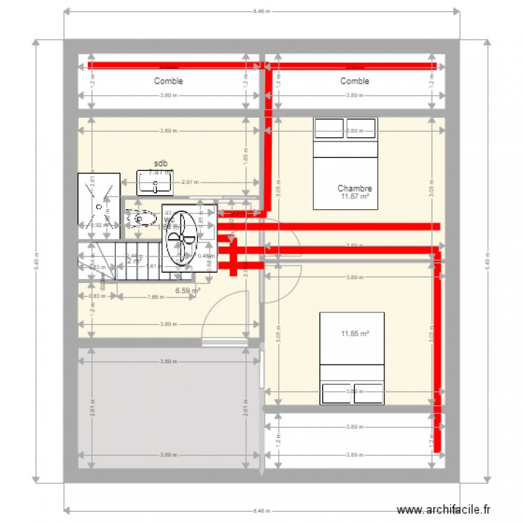 etage  climatsation et df. Plan de 0 pièce et 0 m2