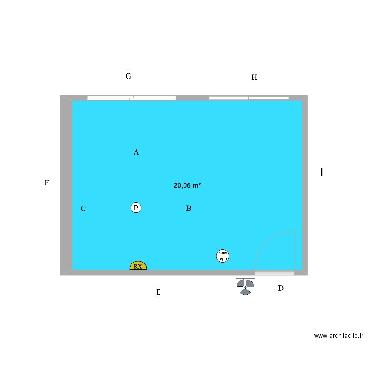 Dr TRANCHANT poste 1. Plan de 1 pièce et 20 m2