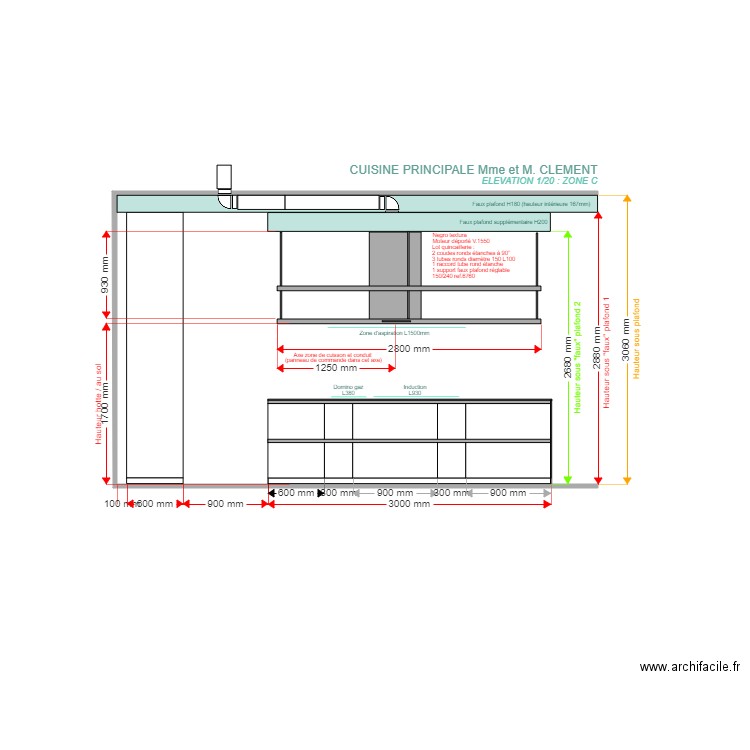 ELEVATION CLEMENT ZONE C emplacement Hotte. Plan de 0 pièce et 0 m2