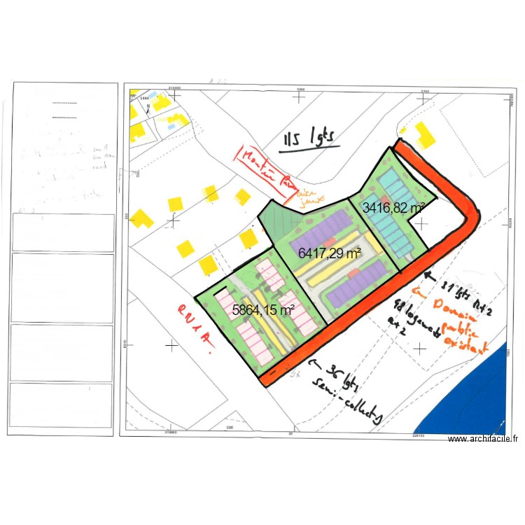 AB 327 . Plan de 3 pièces et 2813 m2