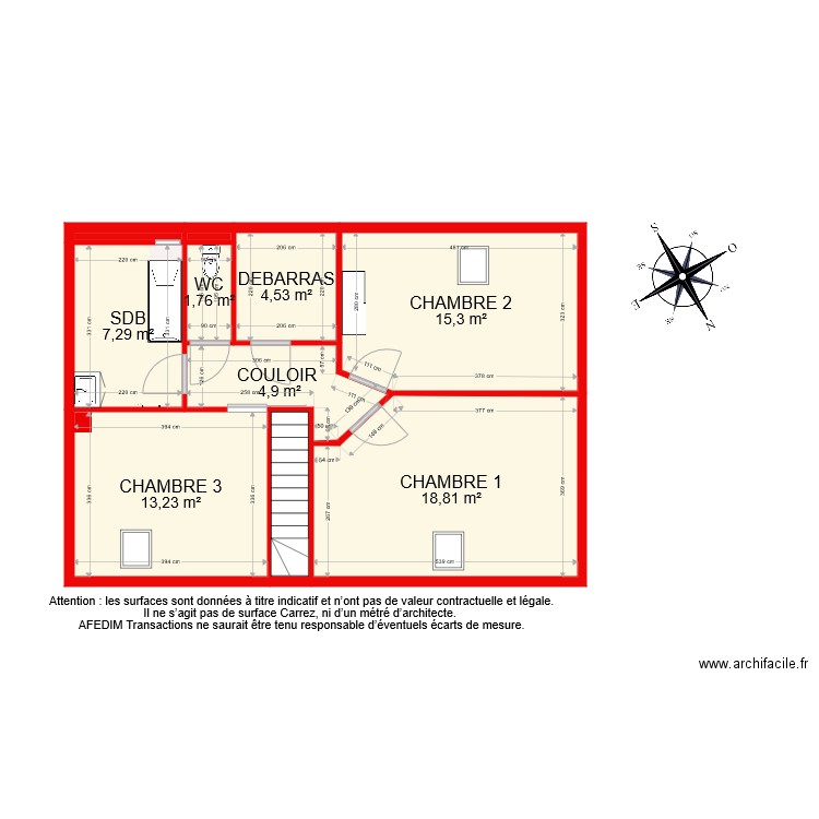 BI 4546 ETAGE . Plan de 10 pièces et 69 m2