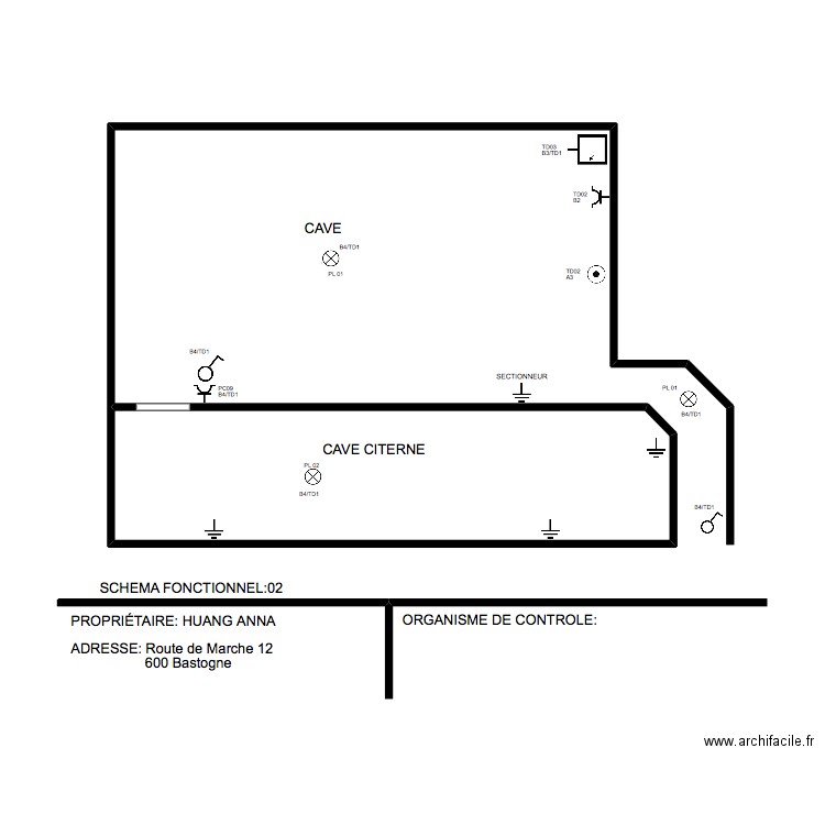 ADECO CAVE. Plan de 1 pièce et 21 m2