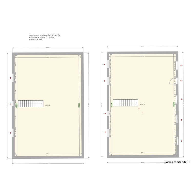 BOUKHALFA. Plan de 2 pièces et 197 m2