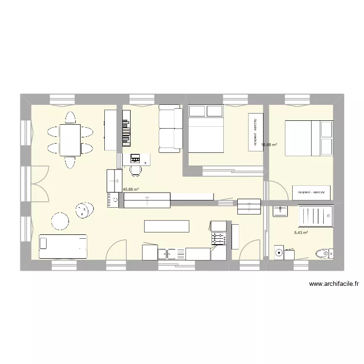 Maisonnette. Plan de 3 pièces et 68 m²
