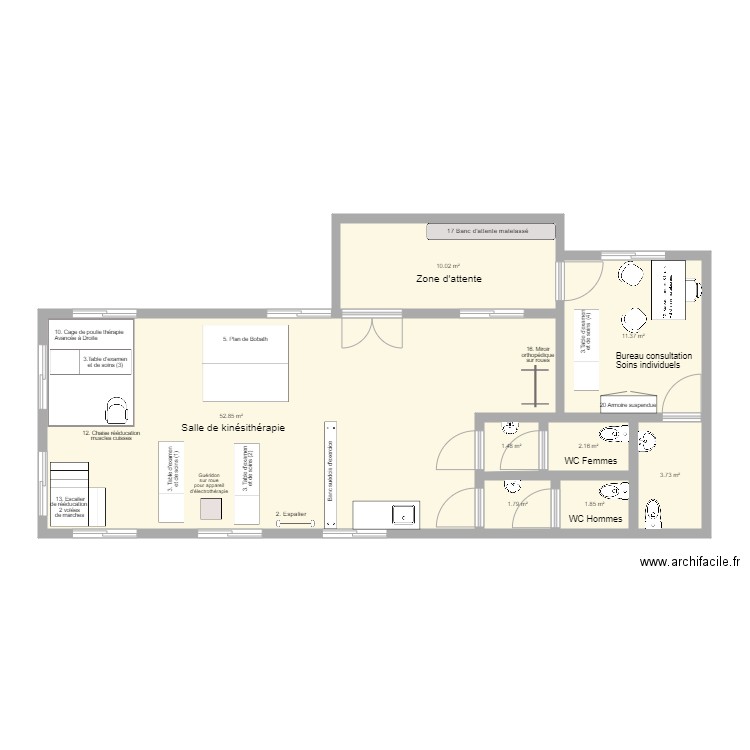 Service kinésithérapie  Hôpital Bururi équipé GTS . Plan de 0 pièce et 0 m2