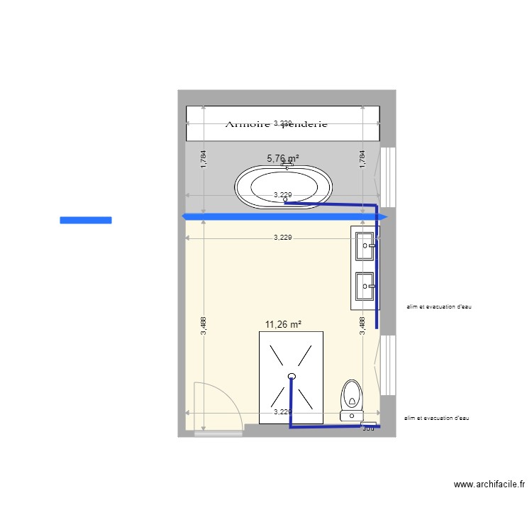 dewez plan 4. Plan de 2 pièces et 17 m2