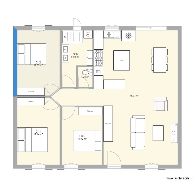 Maison 90m2 sans garage . Plan de 0 pièce et 0 m2