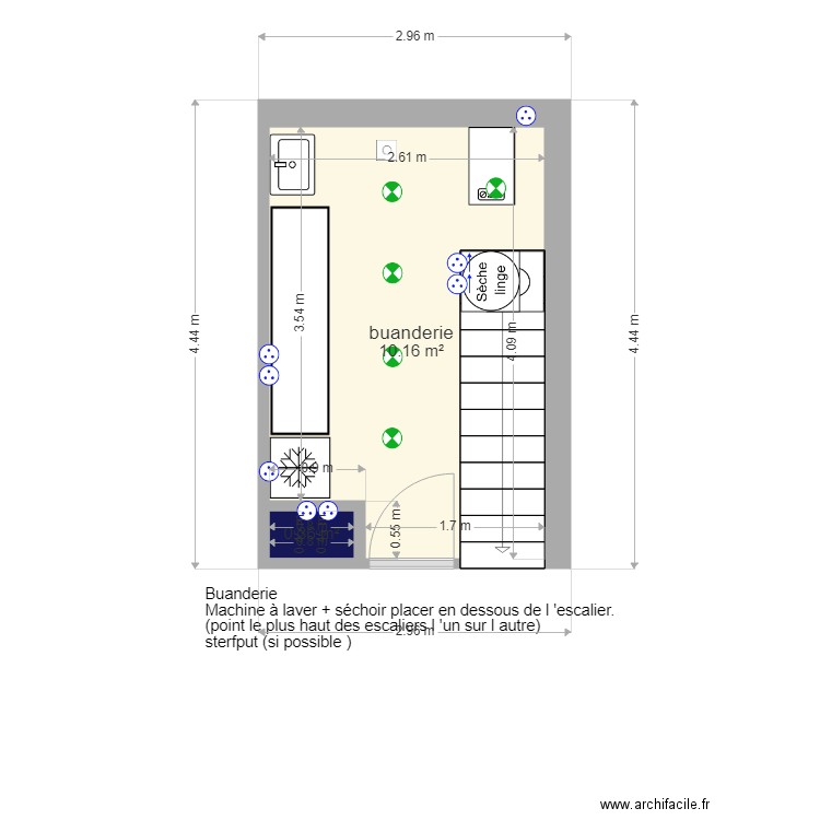 buanderie. Plan de 0 pièce et 0 m2